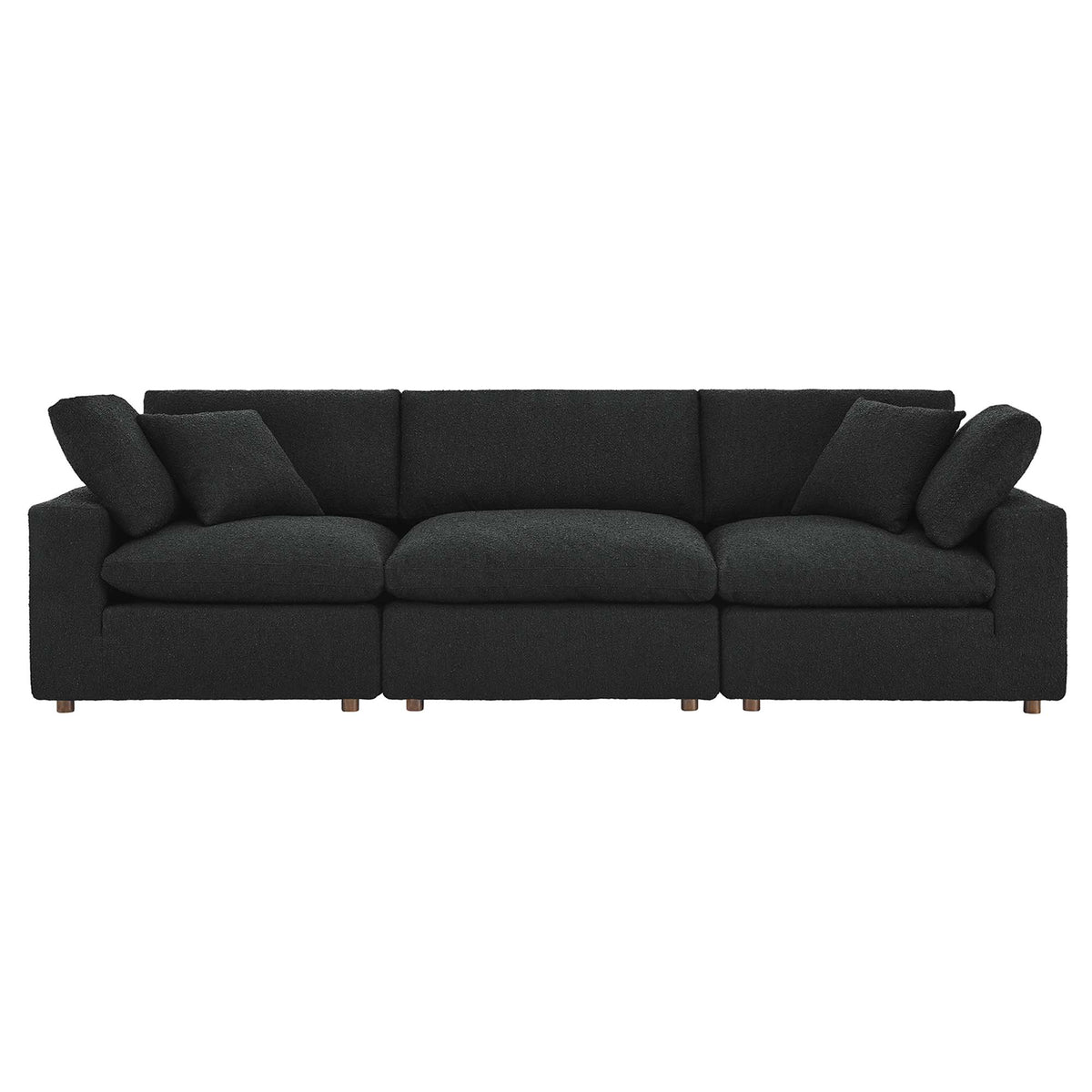 Commix Down Filled Overstuffed Boucle Fabric 3-Seater Sofa - Black