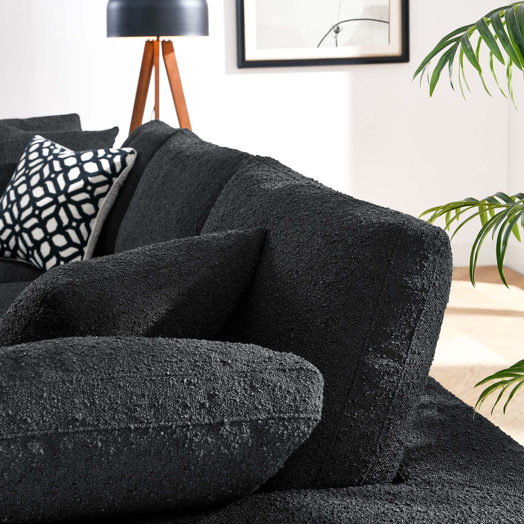Commix Down Filled Overstuffed Boucle Fabric 3-Seater Sofa - Black