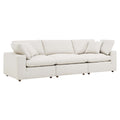 Commix Down Filled Overstuffed Boucle Fabric 3-Seater Sofa - Ivory