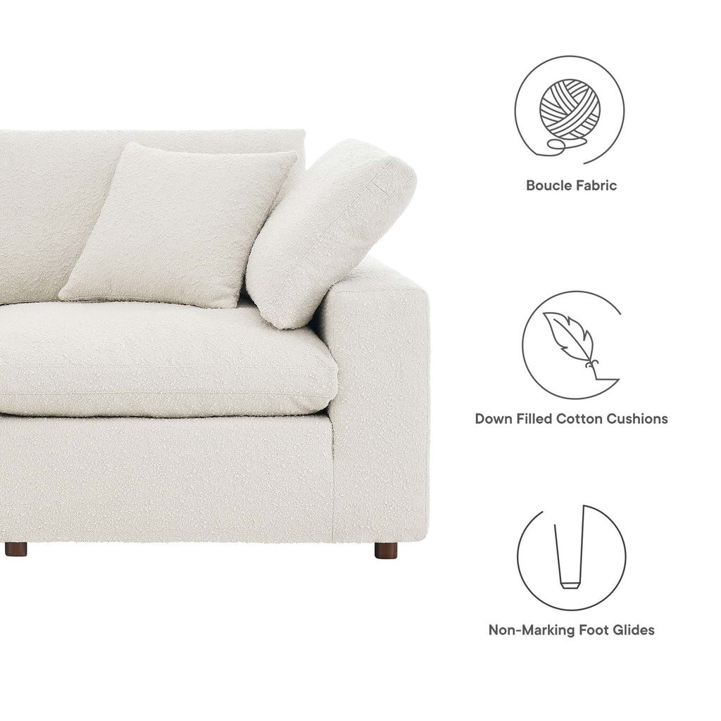 Commix Down Filled Overstuffed Boucle Fabric 3-Seater Sofa - Ivory
