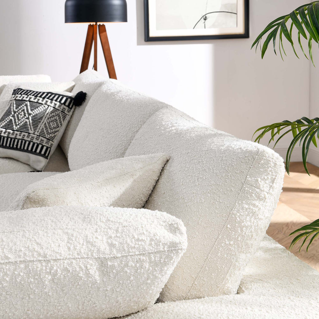 Commix Down Filled Overstuffed Boucle Fabric 3-Seater Sofa - Ivory