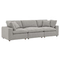 Commix Down Filled Overstuffed Boucle Fabric 3-Seater Sofa - Light Gray