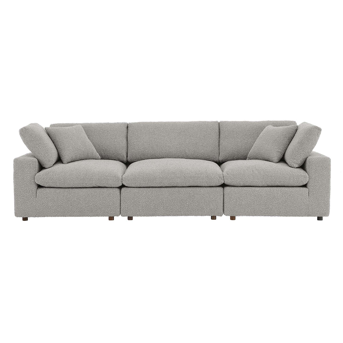 Commix Down Filled Overstuffed Boucle Fabric 3-Seater Sofa - Light Gray