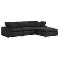 Commix 4-Piece Down Filled Overstuffed Boucle Fabric Sectional Sofa - Black