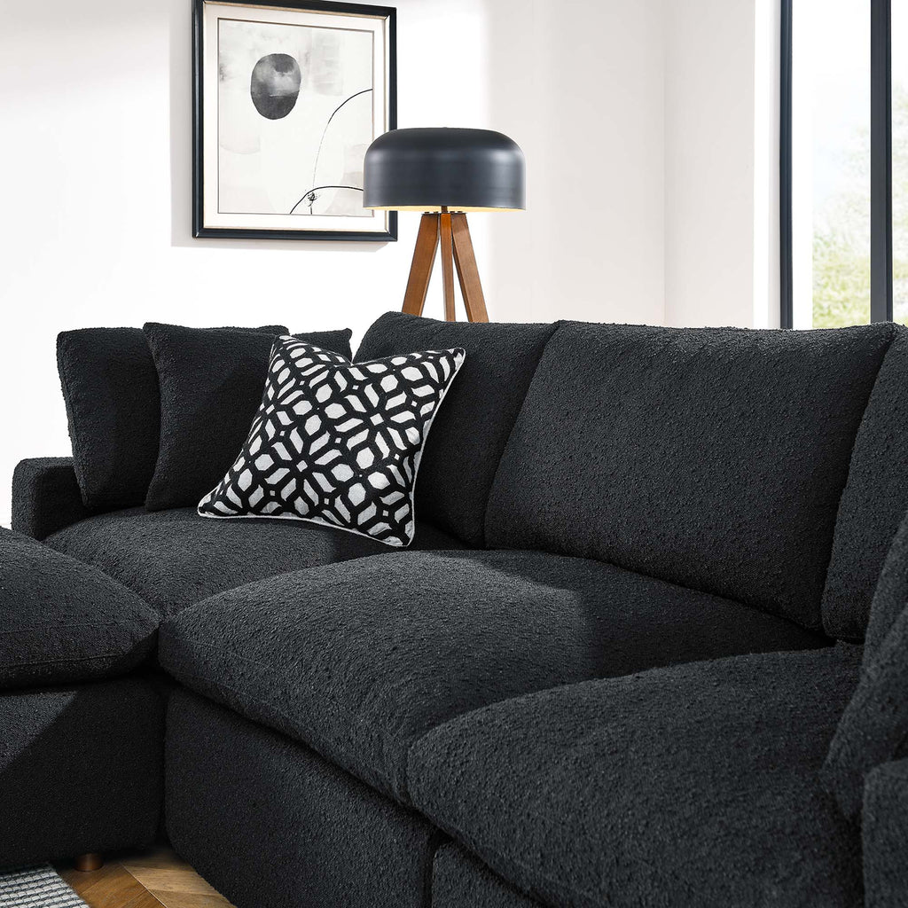 Commix 4-Piece Down Filled Overstuffed Boucle Fabric Sectional Sofa - Black