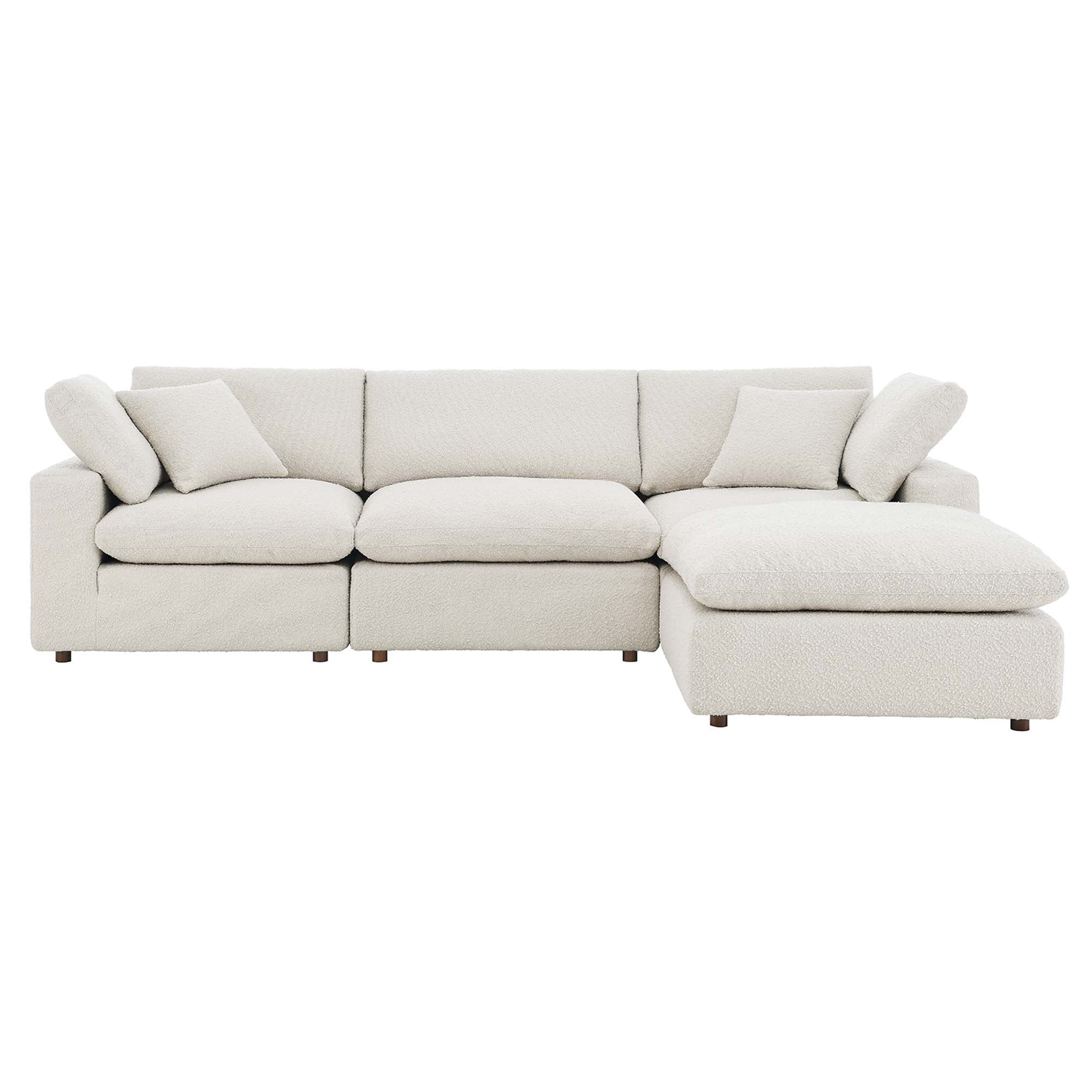 Commix 4-Piece Down Filled Overstuffed Boucle Fabric Sectional Sofa - Ivory