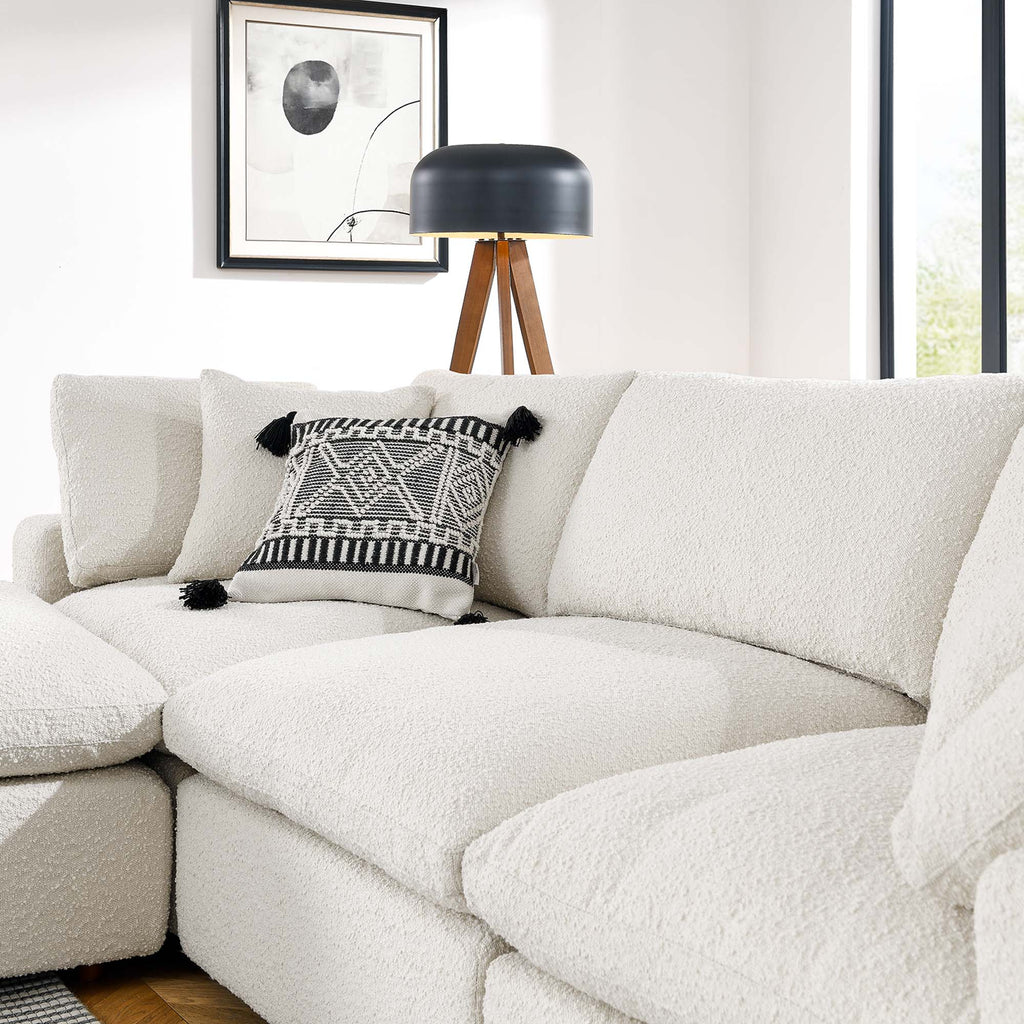 Commix 4-Piece Down Filled Overstuffed Boucle Fabric Sectional Sofa - Ivory
