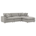 Commix 4-Piece Down Filled Overstuffed Boucle Fabric Sectional Sofa - Light Gray
