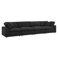 Commix Down Filled Overstuffed Boucle Fabric 4-Seater Sofa - Black