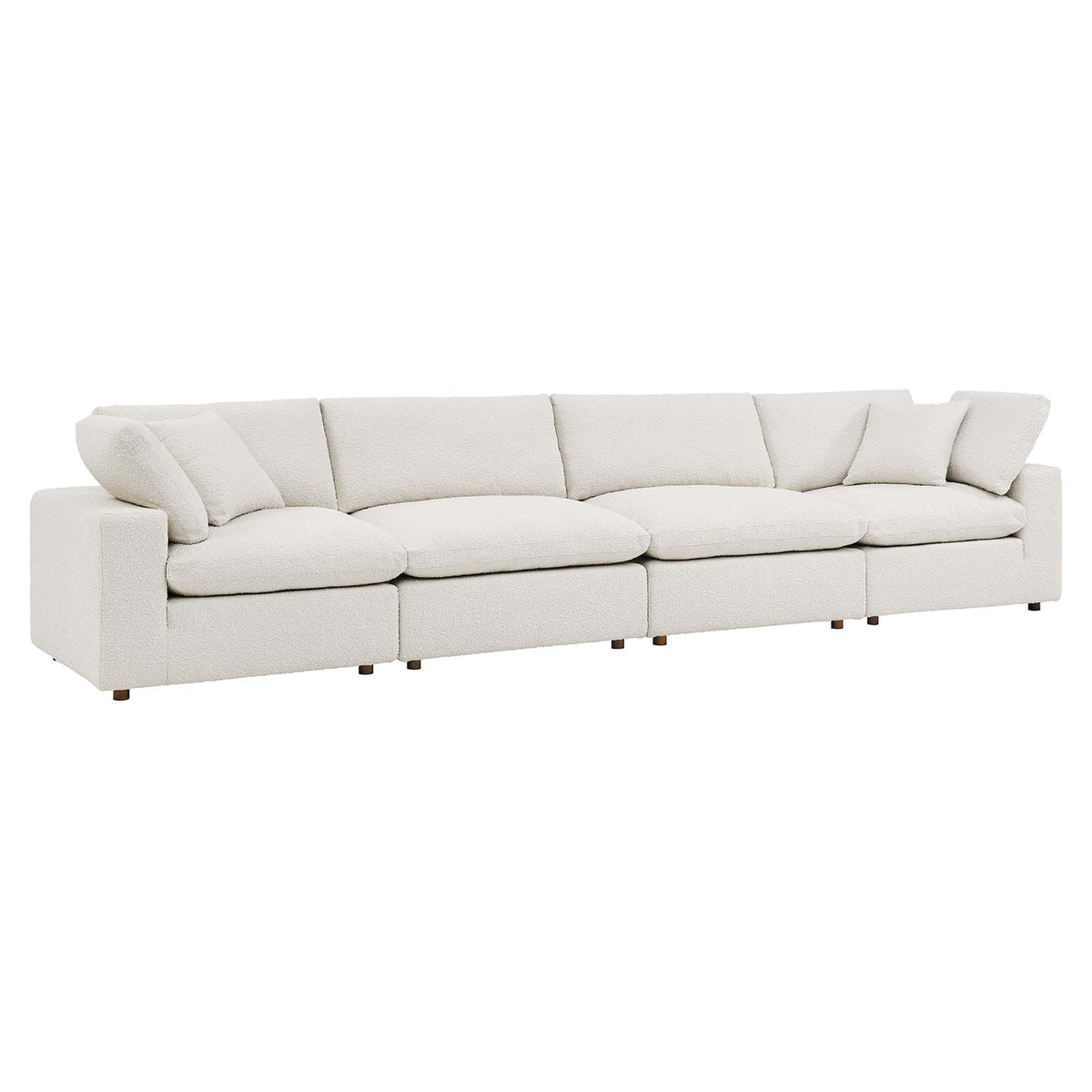 Commix Down Filled Overstuffed Boucle Fabric 4-Seater Sofa - Ivory