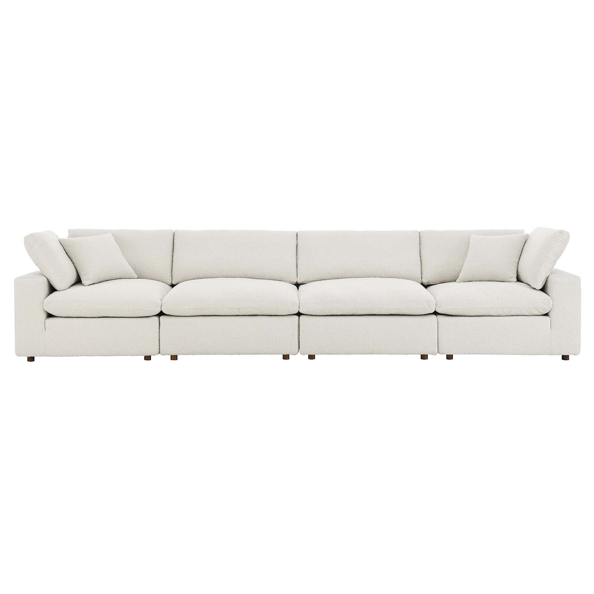 Commix Down Filled Overstuffed Boucle Fabric 4-Seater Sofa - Ivory