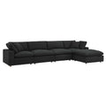 Commix 5-Piece Down Filled Overstuffed Boucle Fabric Sectional Sofa - Black (2 Armless, 2 Corners, Ottoman)
