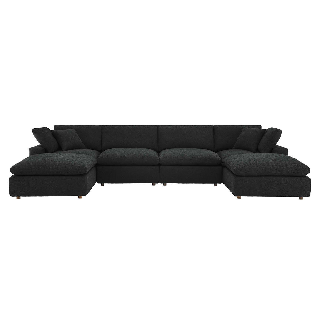 Commix 6-Piece Down Filled Overstuffed Boucle Sectional Sofa - Black