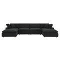 Commix 6-Piece Down Filled Overstuffed Boucle Sectional Sofa - Black