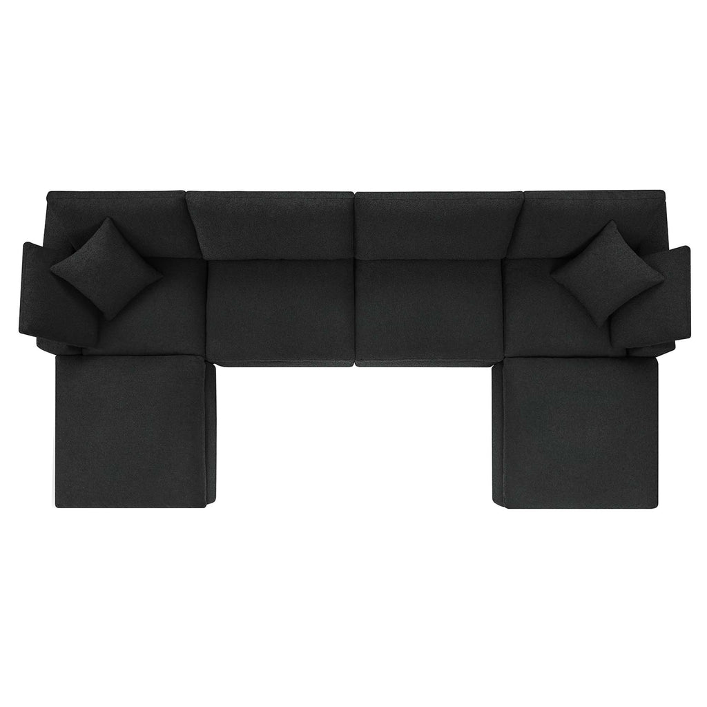 Commix 6-Piece Down Filled Overstuffed Boucle Sectional Sofa - Black