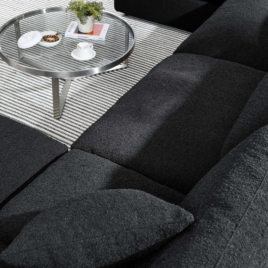 Commix 6-Piece Down Filled Overstuffed Boucle Sectional Sofa - Black