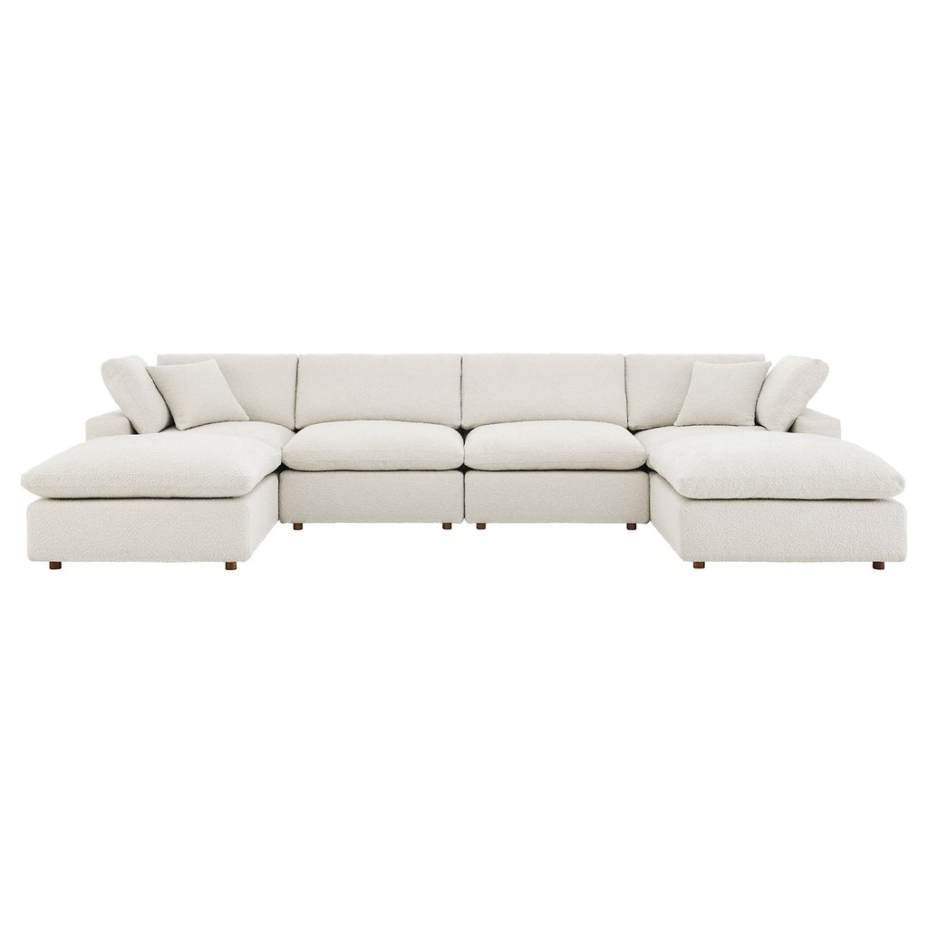 Commix 6-Piece Down Filled Overstuffed Boucle Sectional Sofa - Ivory