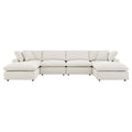 Commix 6-Piece Down Filled Overstuffed Boucle Sectional Sofa - Ivory
