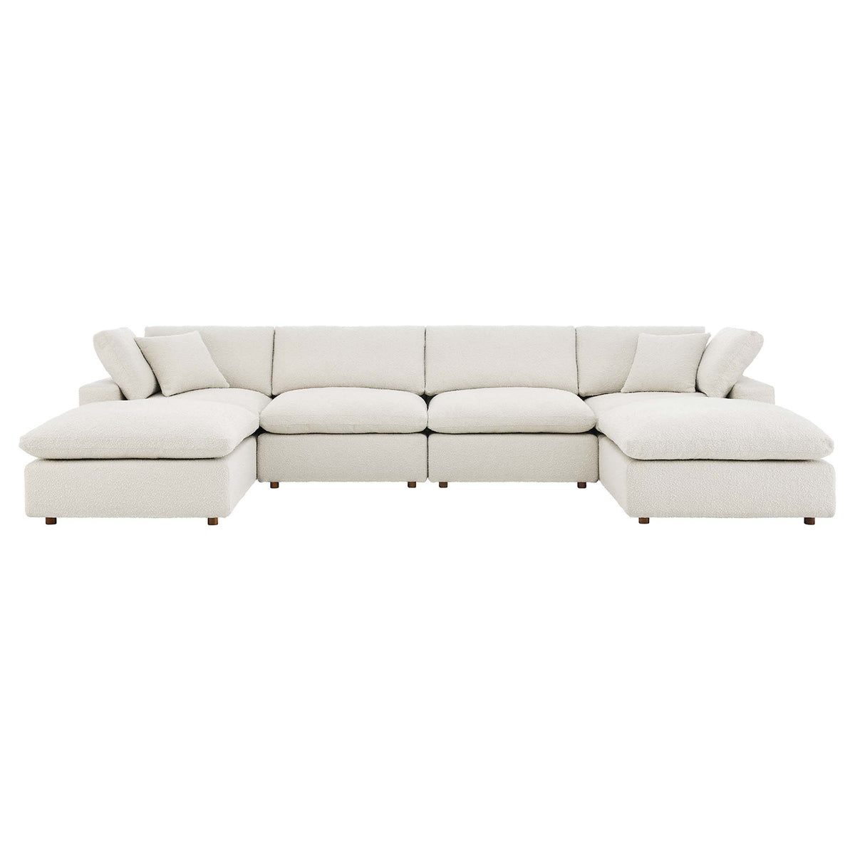 Commix 6-Piece Down Filled Overstuffed Boucle Sectional Sofa - Ivory
