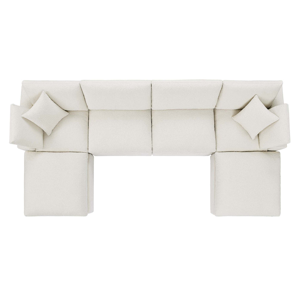 Commix 6-Piece Down Filled Overstuffed Boucle Sectional Sofa - Ivory