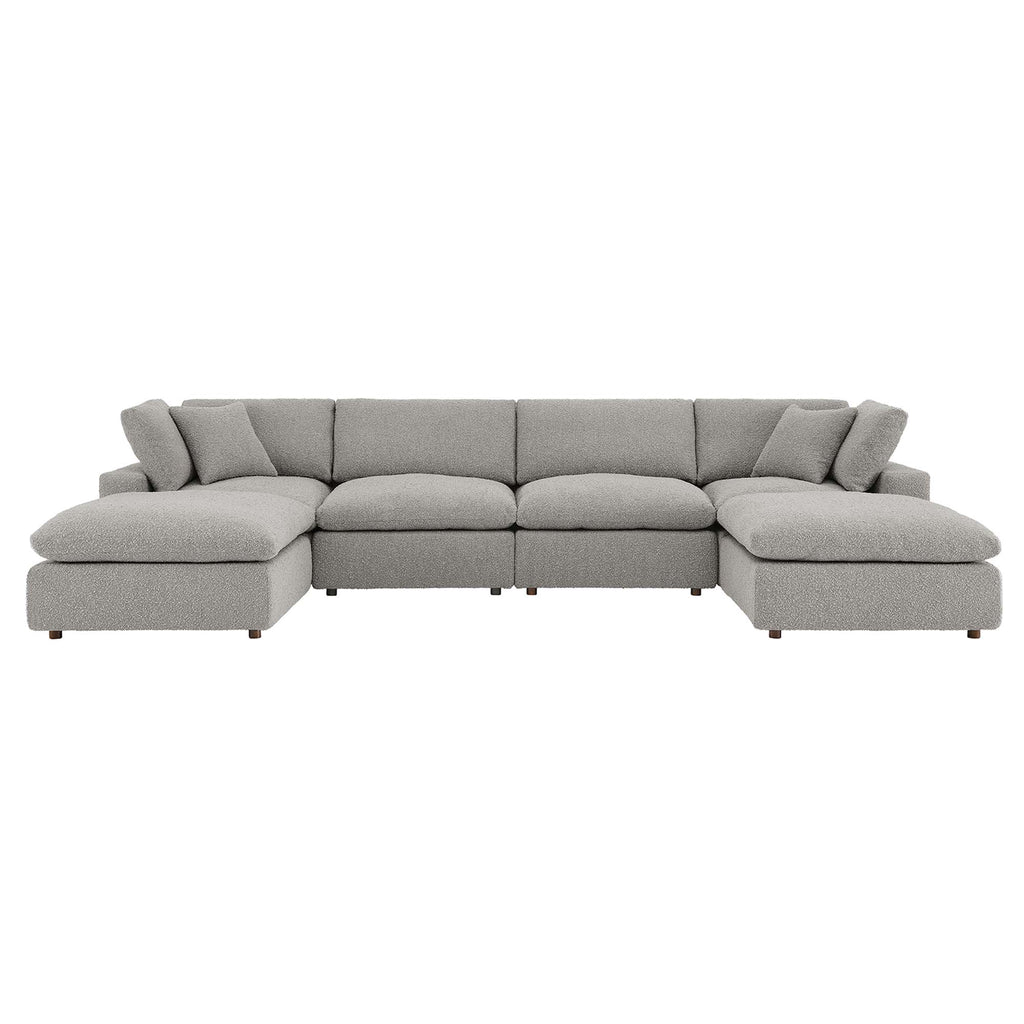 Commix 6-Piece Down Filled Overstuffed Boucle Sectional Sofa - Light Gray