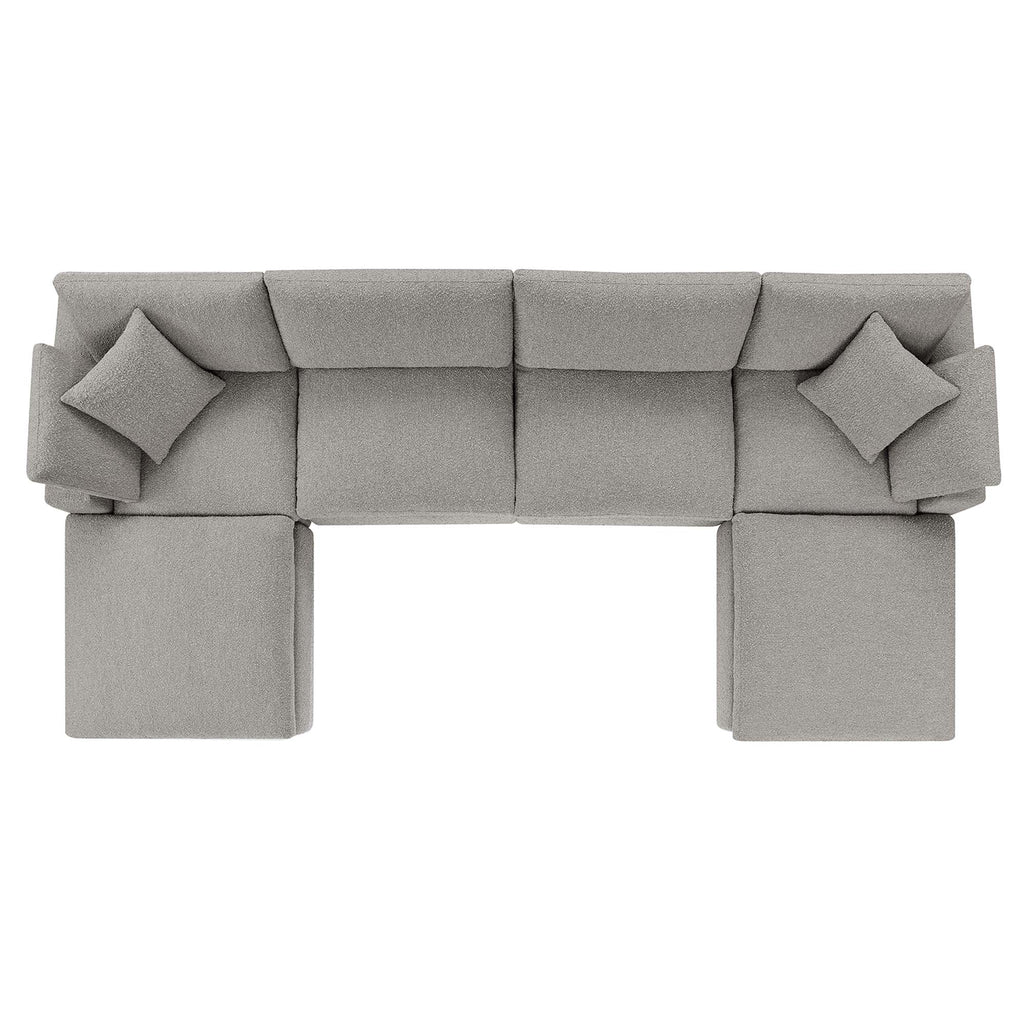 Commix 6-Piece Down Filled Overstuffed Boucle Sectional Sofa - Light Gray