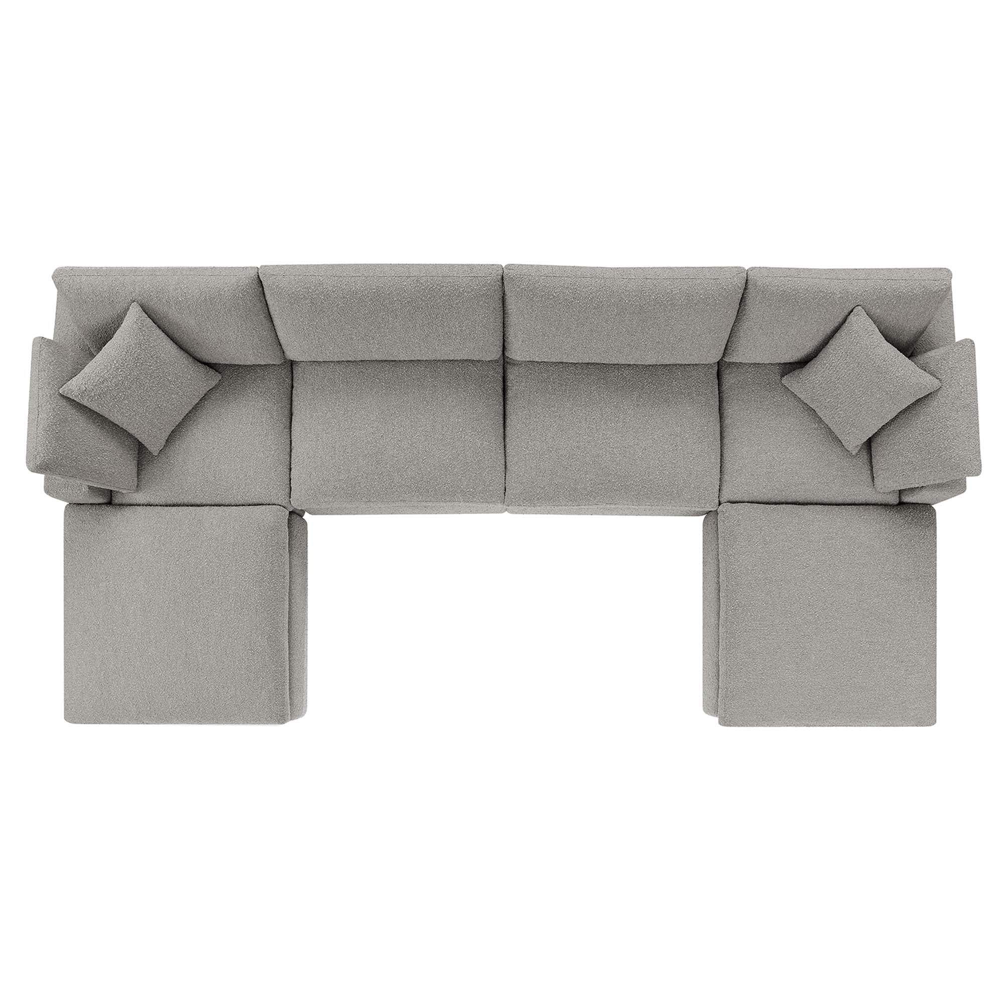 Commix 6-Piece Down Filled Overstuffed Boucle Sectional Sofa - Light Gray