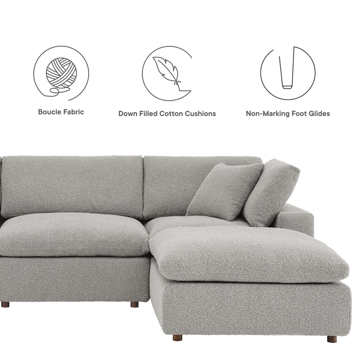 Commix 6-Piece Down Filled Overstuffed Boucle Sectional Sofa - Light Gray