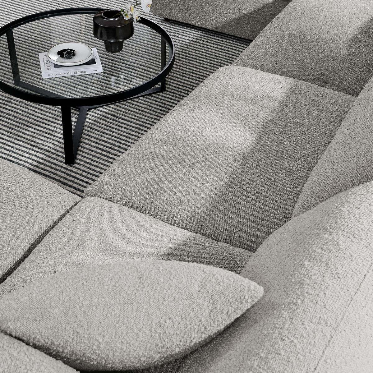 Commix 6-Piece Down Filled Overstuffed Boucle Sectional Sofa - Light Gray