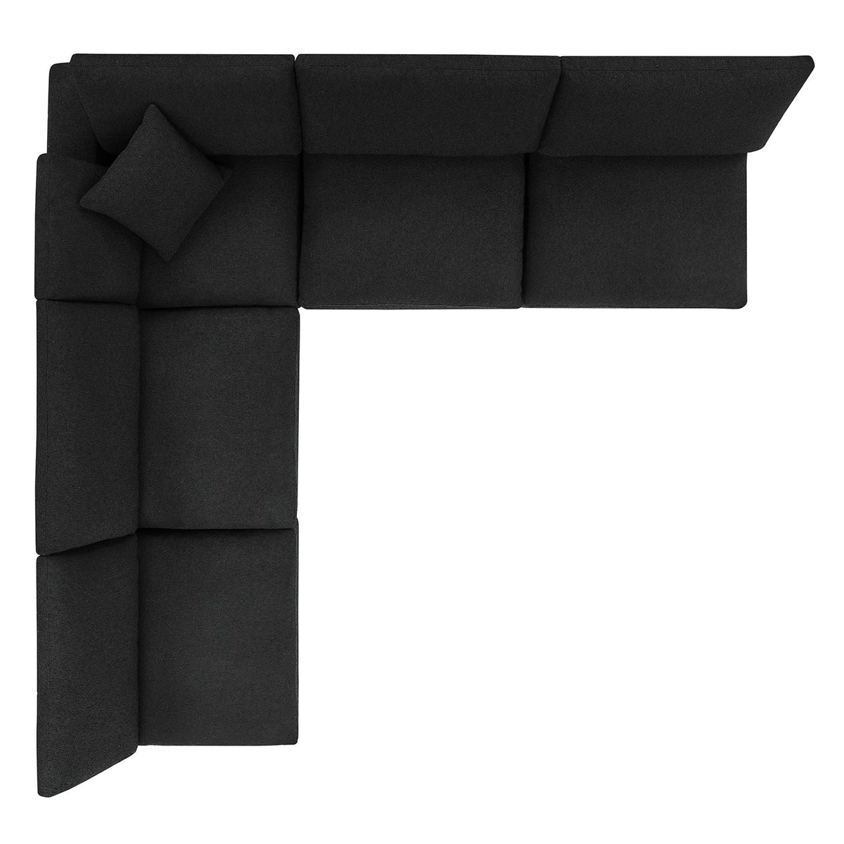 Commix 5-Piece Down Filled Overstuffed Boucle Fabric Sectional Sofa - Black (4 Armless, Corner)