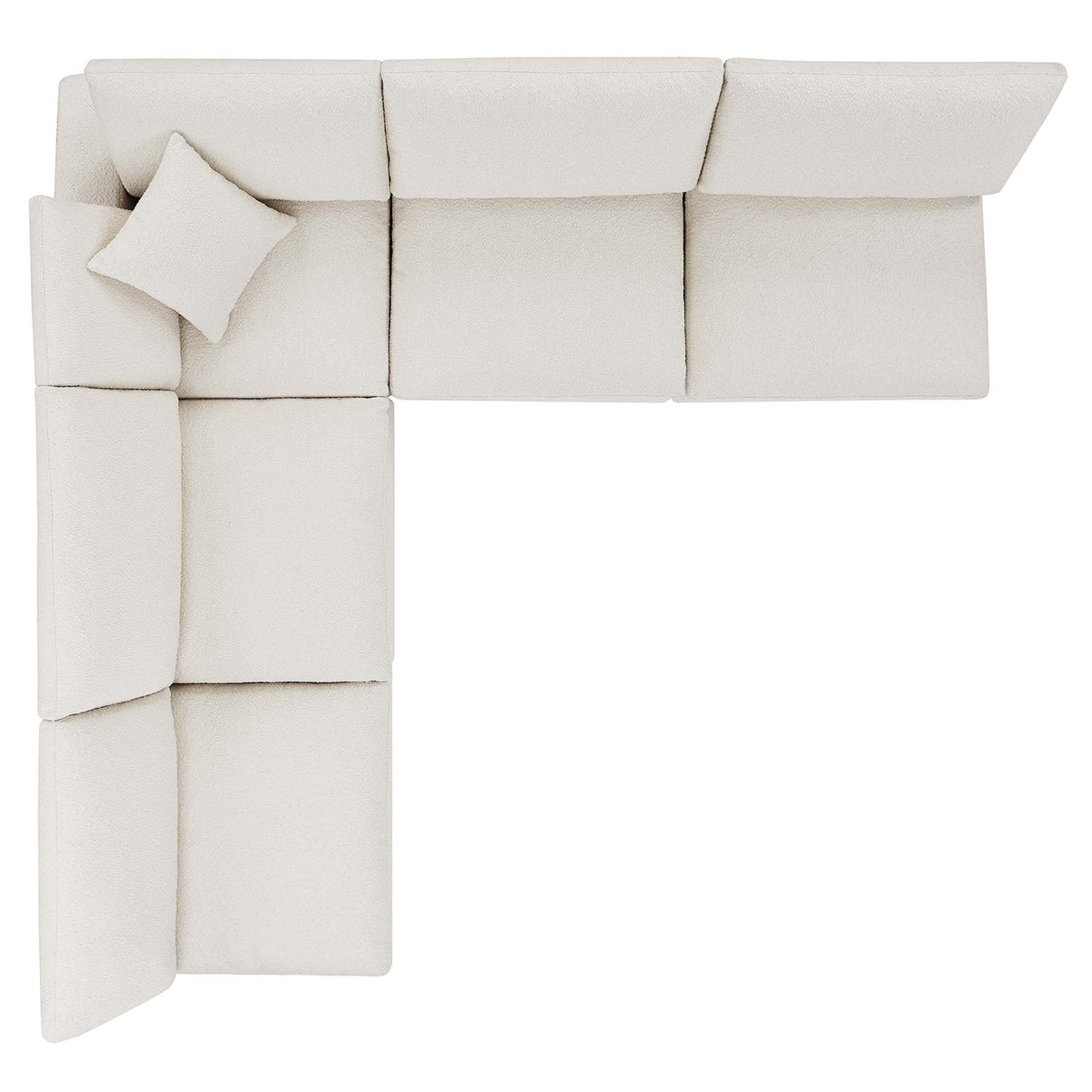 Commix 5-Piece Down Filled Overstuffed Boucle Fabric Sectional Sofa - Ivory (4 Armless, Corner)