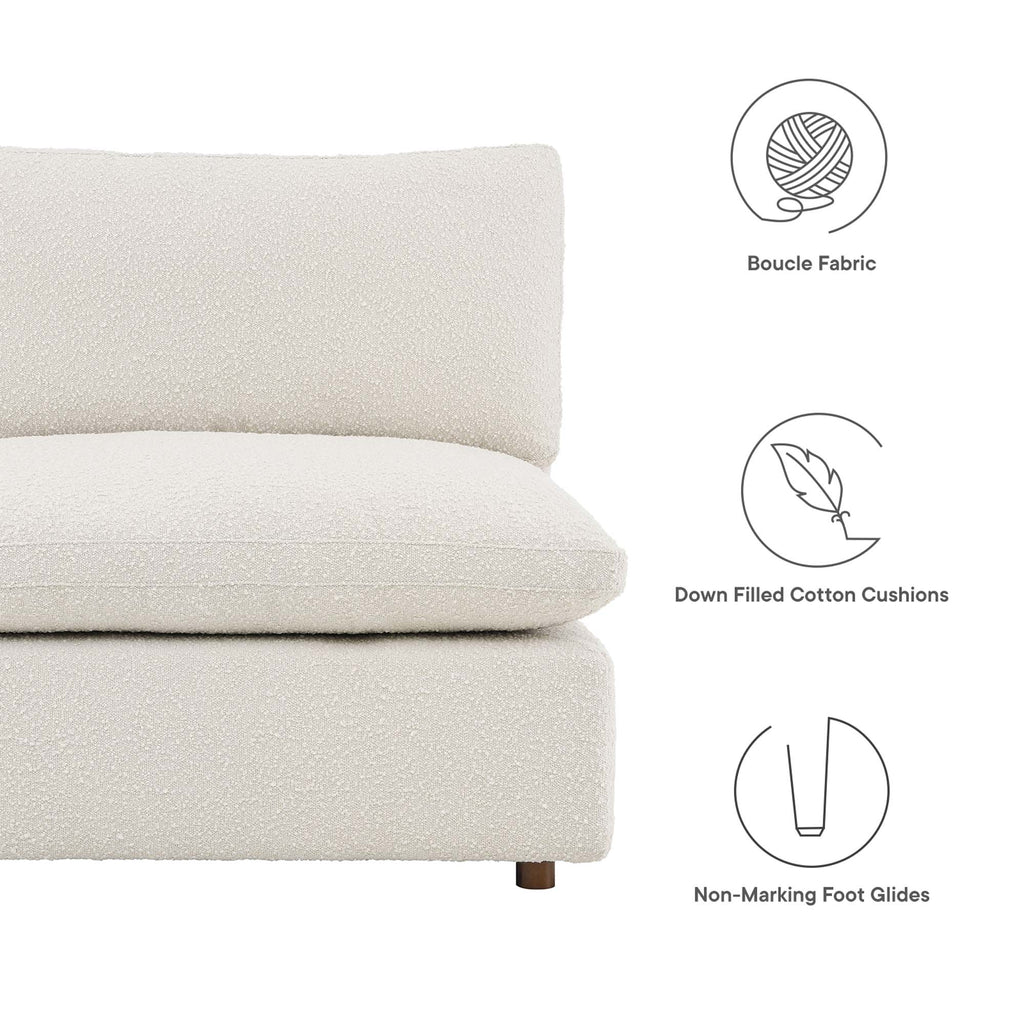 Commix 5-Piece Down Filled Overstuffed Boucle Fabric Sectional Sofa - Ivory (4 Armless, Corner)