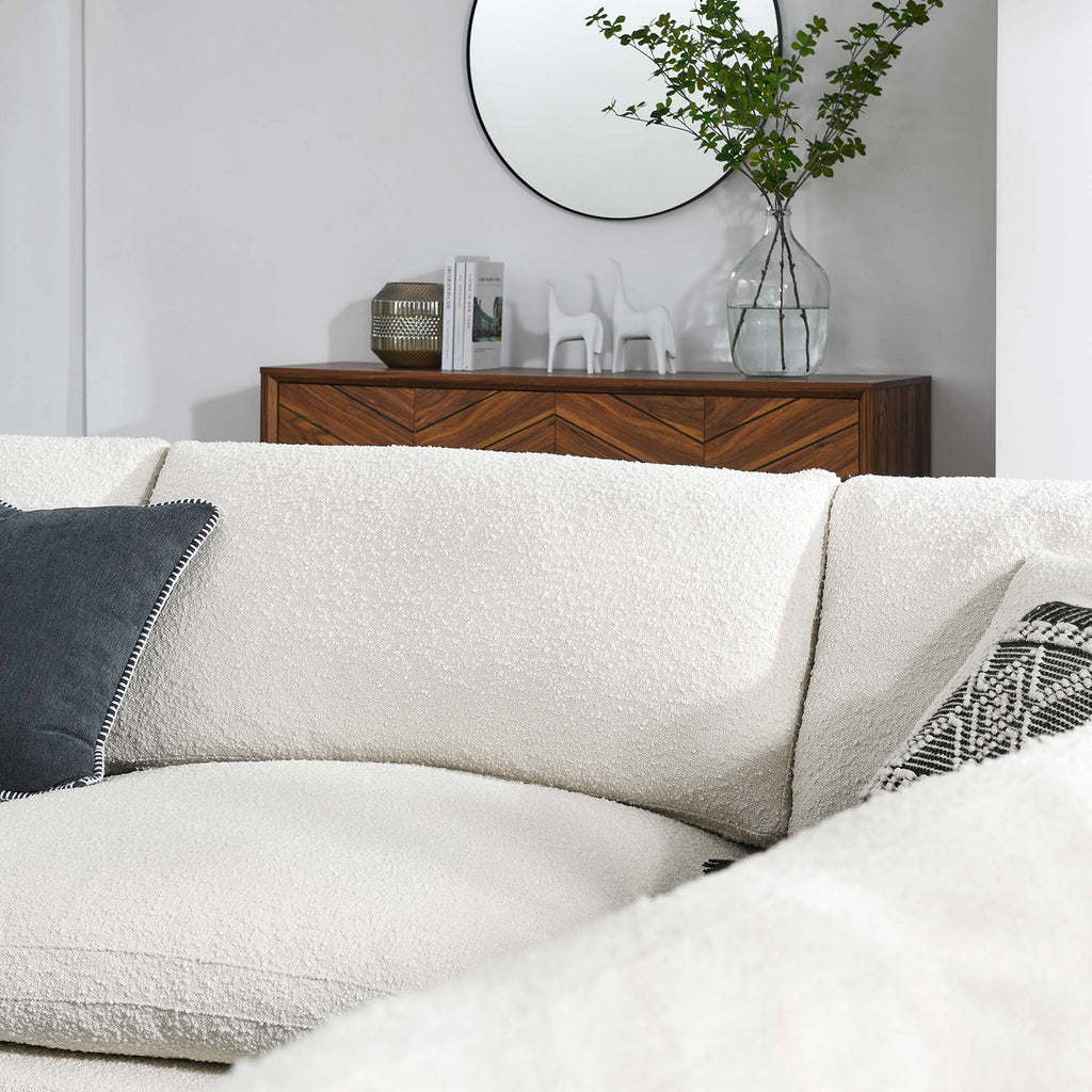 Commix 5-Piece Down Filled Overstuffed Boucle Fabric Sectional Sofa - Ivory (4 Armless, Corner)