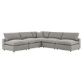 Commix 5-Piece Down Filled Overstuffed Boucle Fabric Sectional Sofa - Light Gray (4 Armless, Corner)