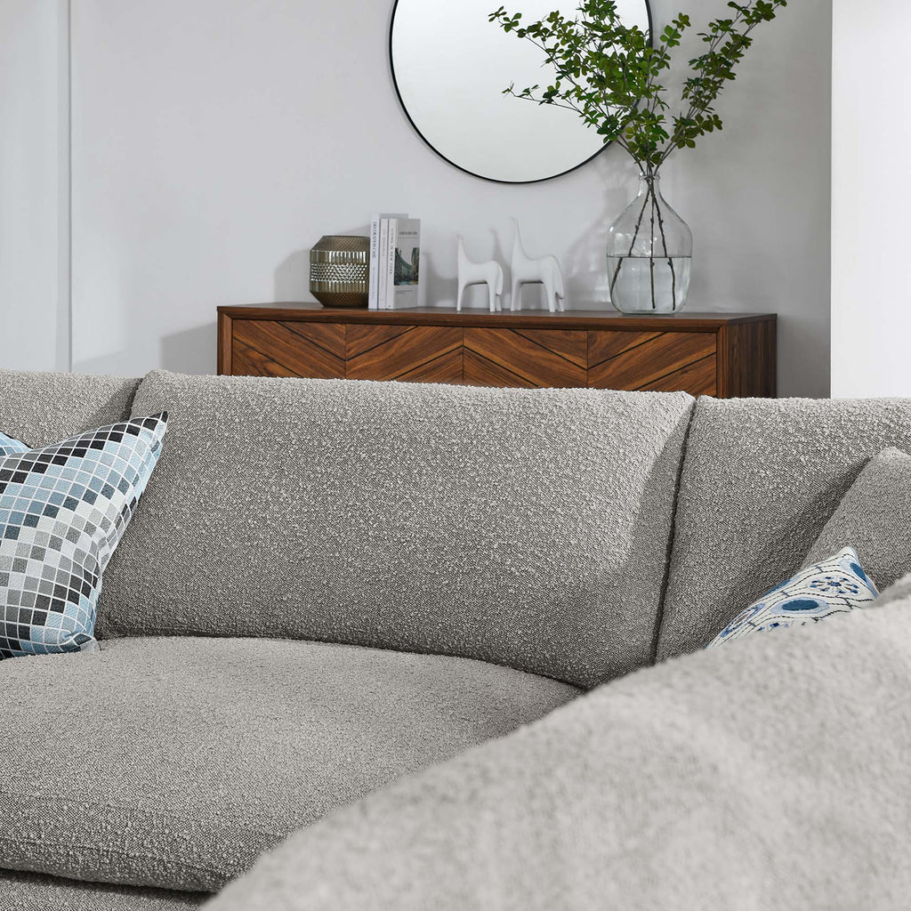 Commix 5-Piece Down Filled Overstuffed Boucle Fabric Sectional Sofa - Light Gray (4 Armless, Corner)