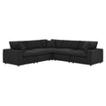 Commix 5-Piece Down Filled Overstuffed Boucle Sectional Sofa - Black