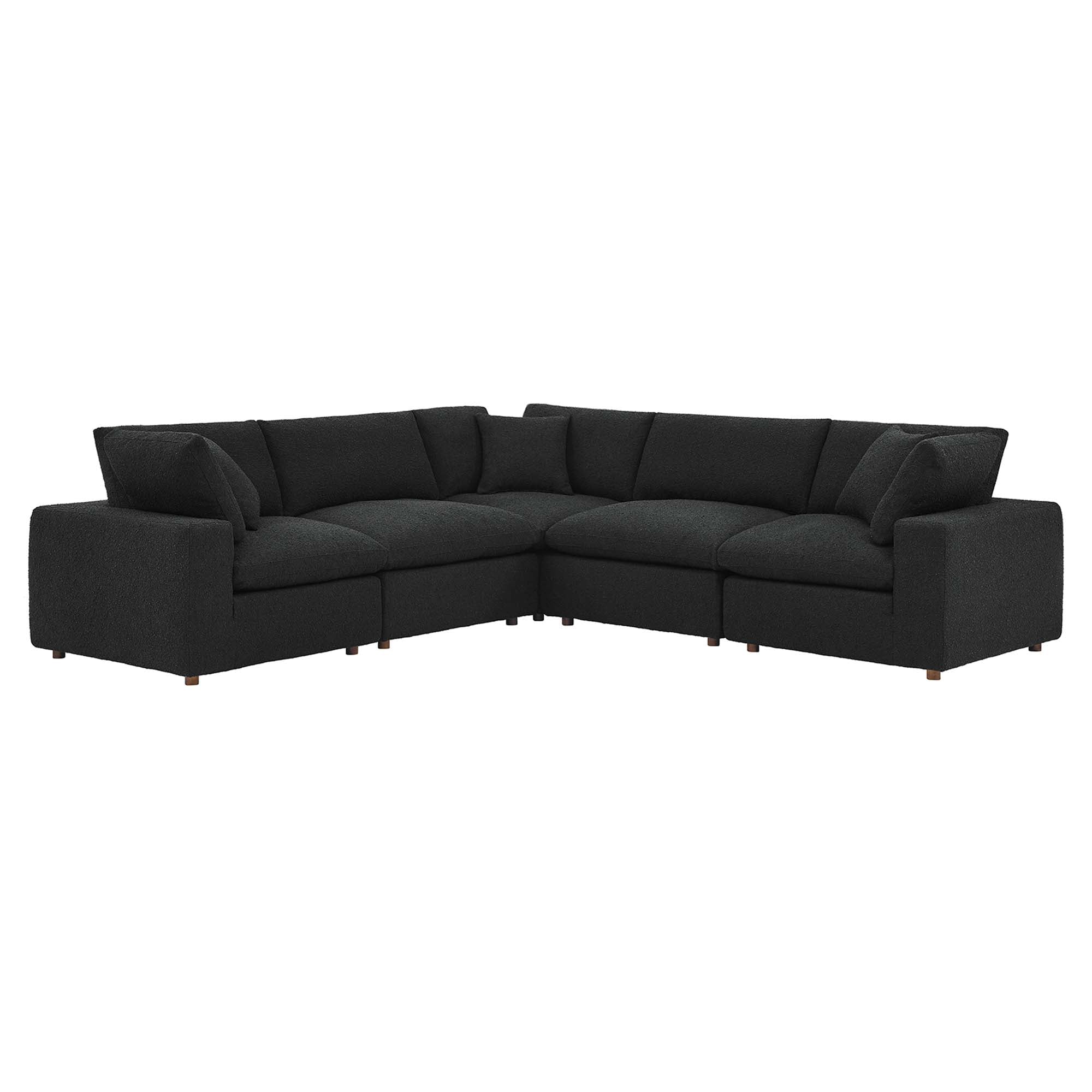 Commix 5-Piece Down Filled Overstuffed Boucle Sectional Sofa - Black