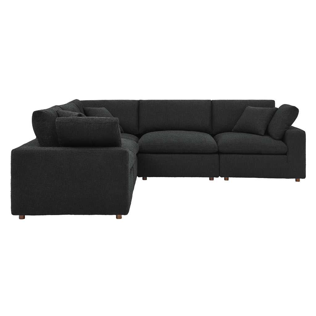 Commix 5-Piece Down Filled Overstuffed Boucle Sectional Sofa - Black