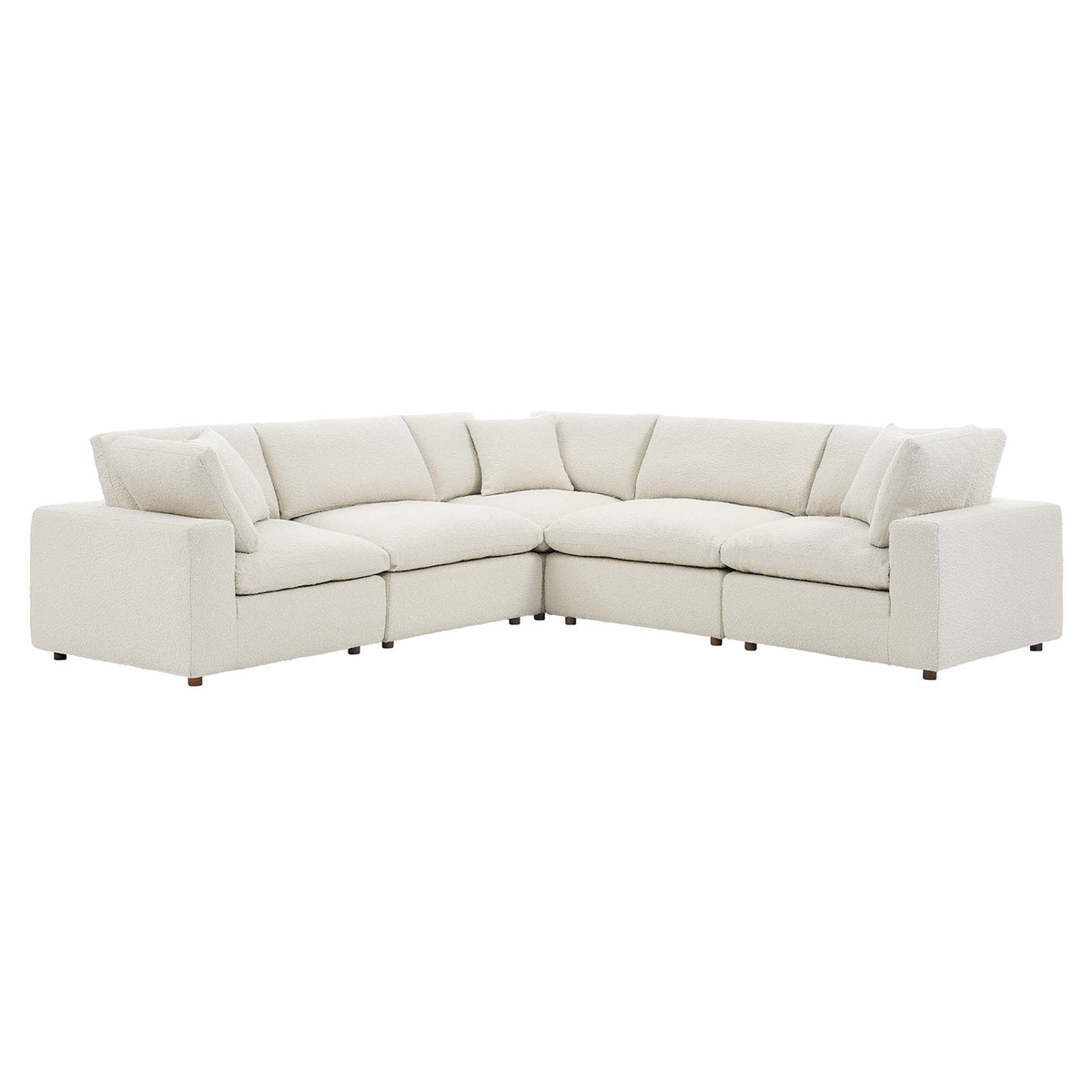 Commix 5-Piece Down Filled Overstuffed Boucle Sectional Sofa - Ivory