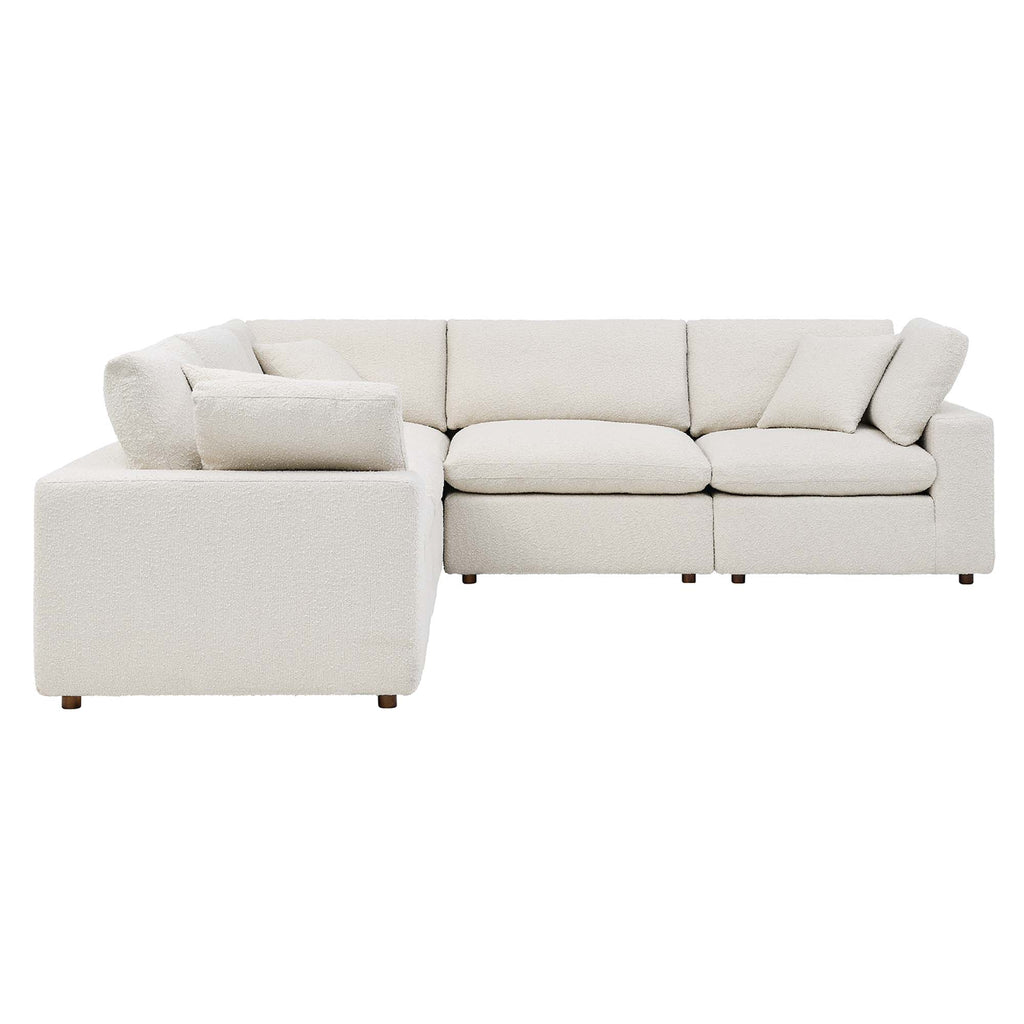 Commix 5-Piece Down Filled Overstuffed Boucle Sectional Sofa - Ivory