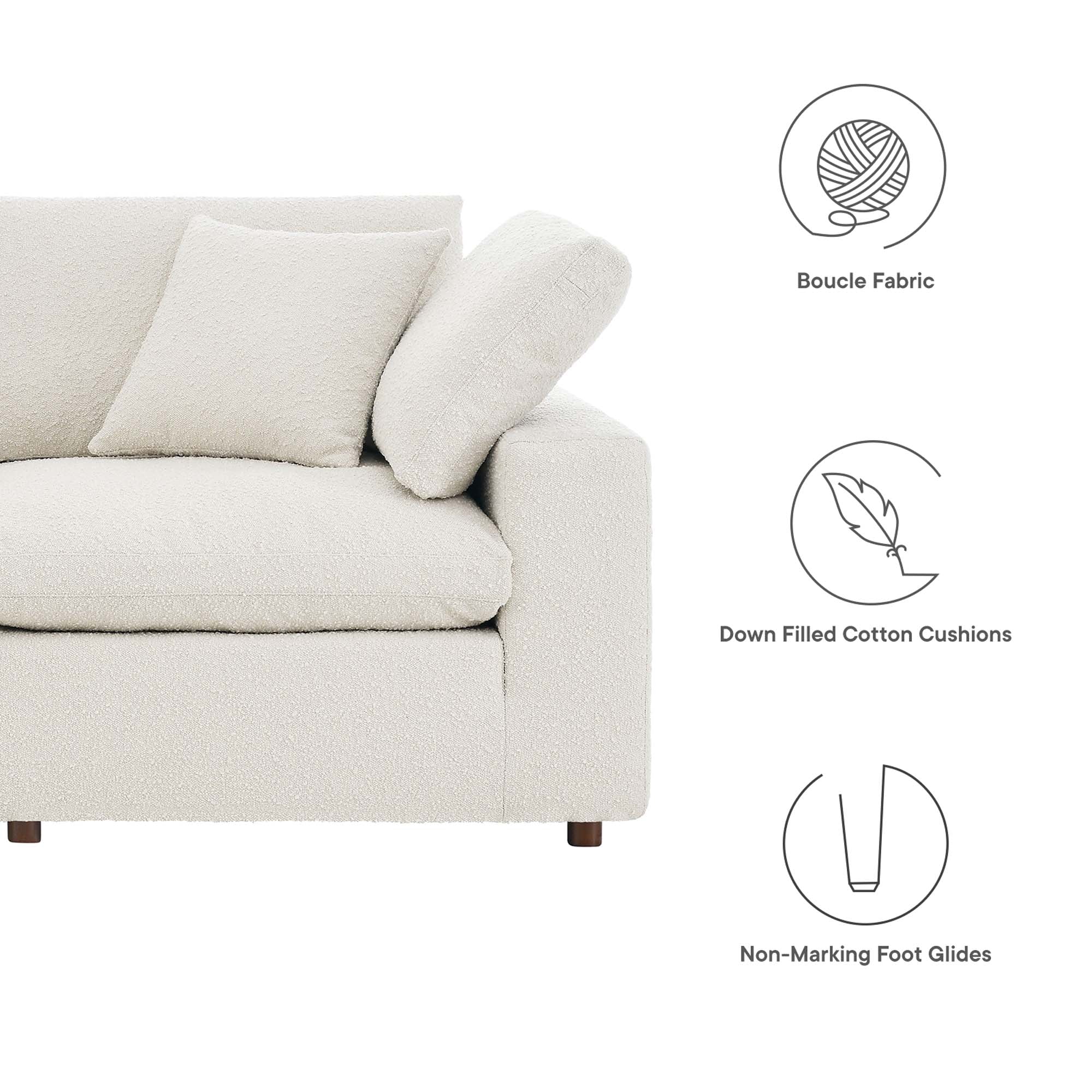 Commix 5-Piece Down Filled Overstuffed Boucle Sectional Sofa - Ivory
