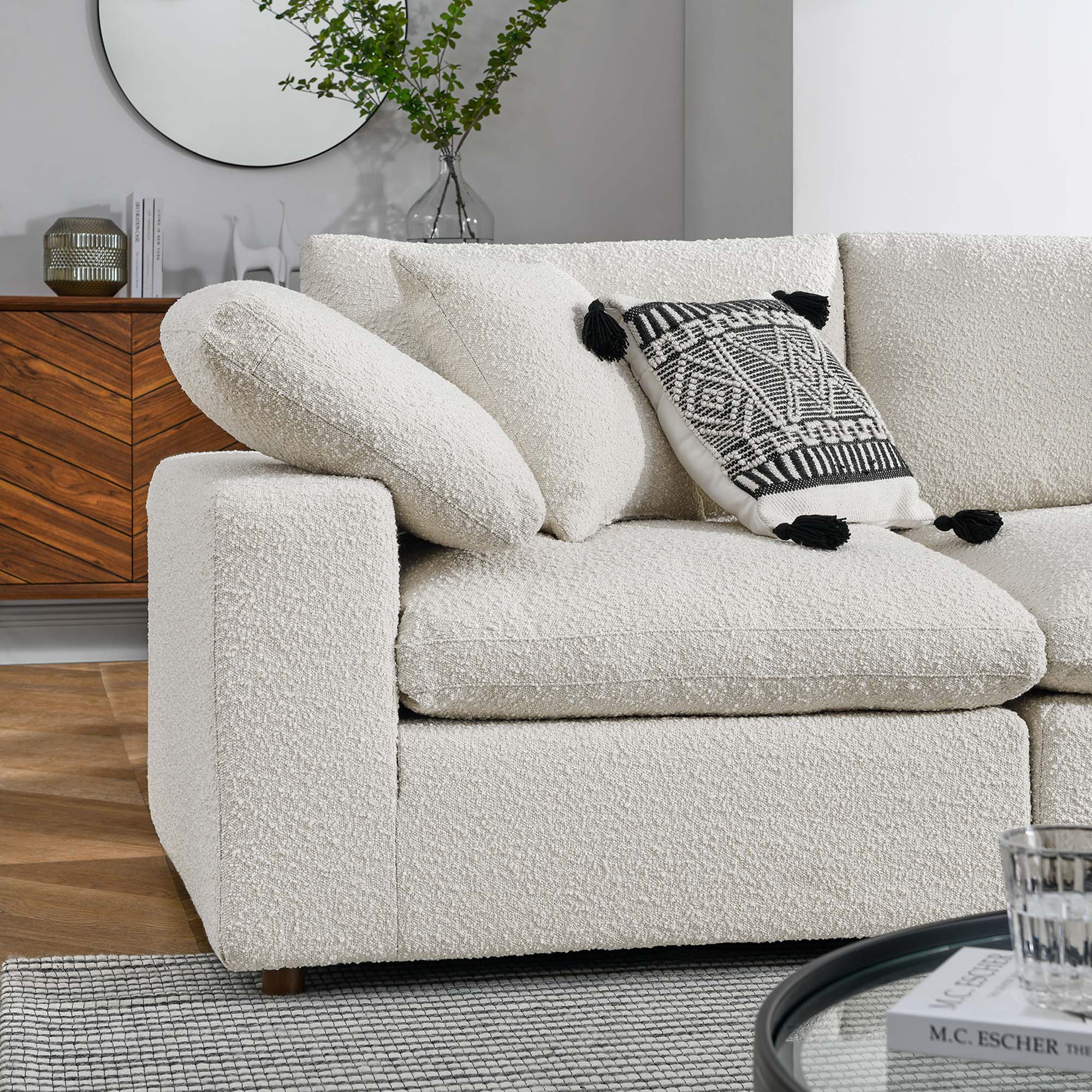 Commix 5-Piece Down Filled Overstuffed Boucle Sectional Sofa - Ivory
