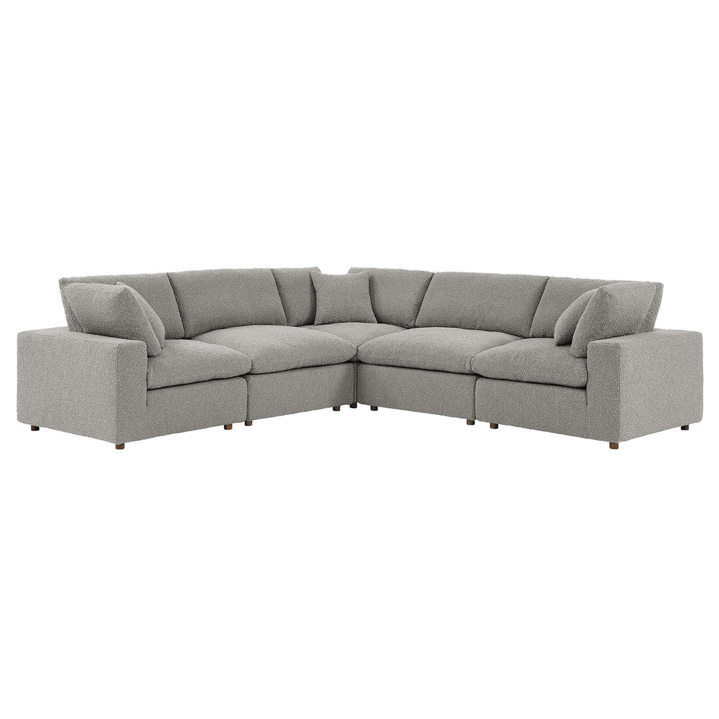 Commix 5-Piece Down Filled Overstuffed Boucle Sectional Sofa - Light Gray