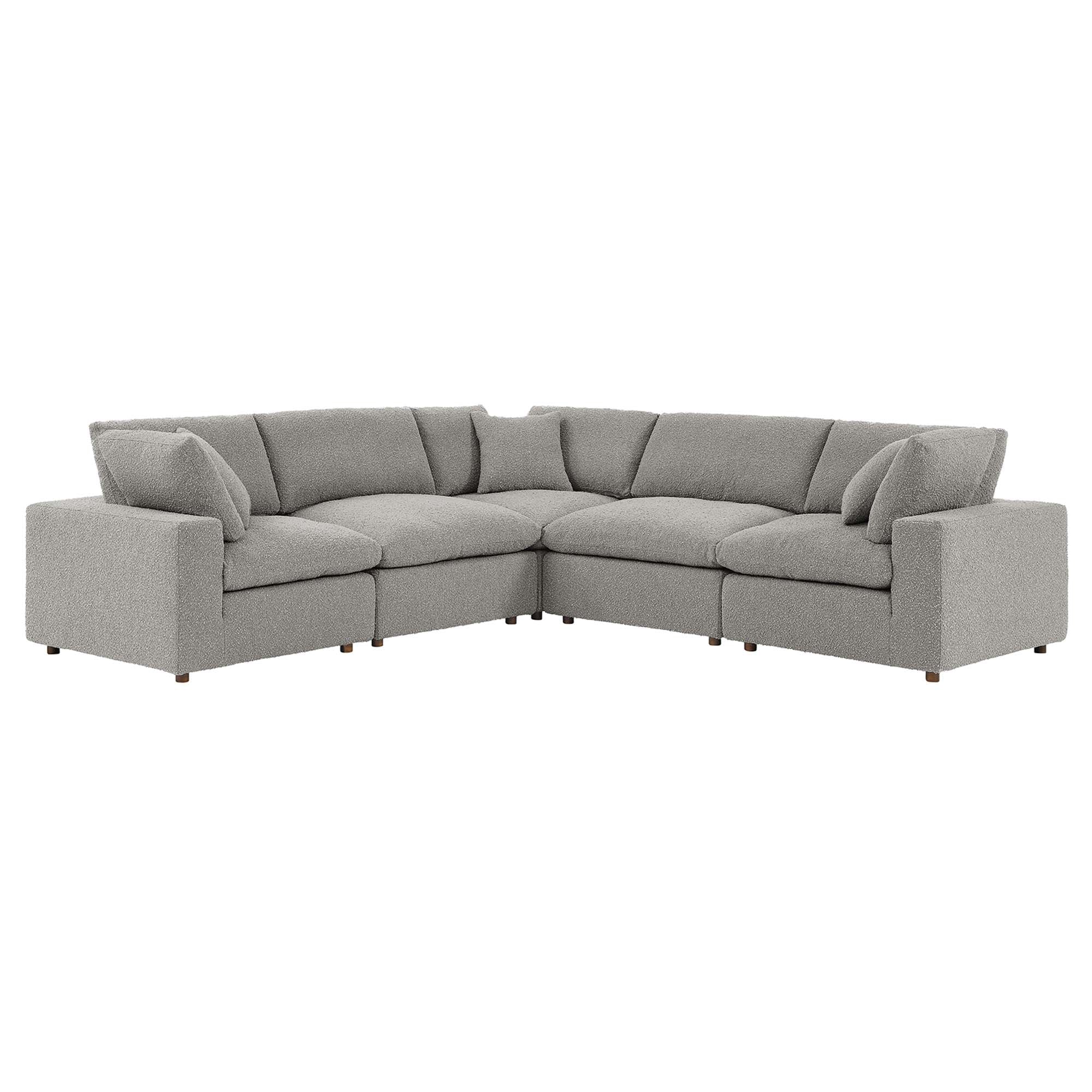 Commix 5-Piece Down Filled Overstuffed Boucle Sectional Sofa - Light Gray
