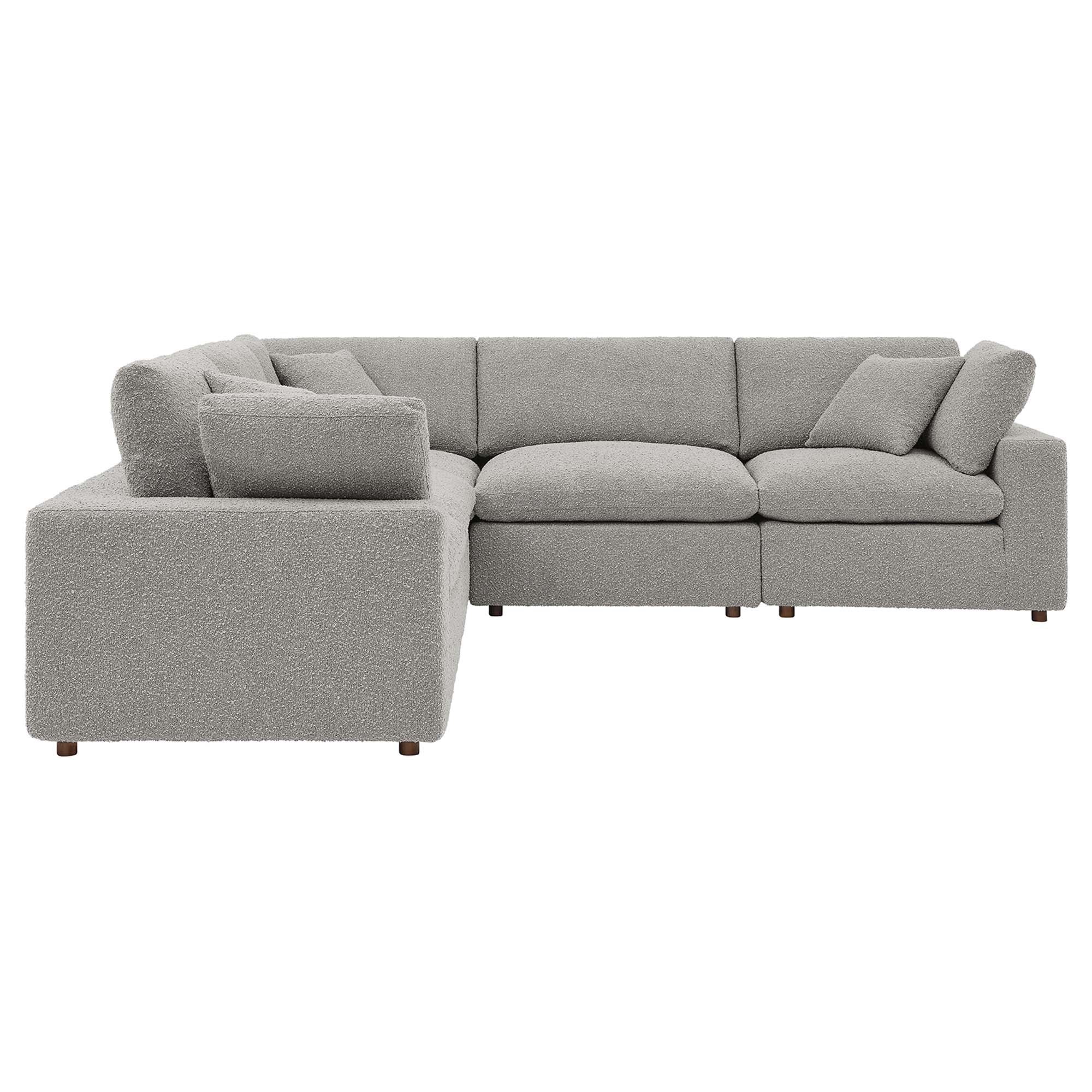 Commix 5-Piece Down Filled Overstuffed Boucle Sectional Sofa - Light Gray