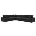 Commix 6-Piece Down Filled Overstuffed Boucle Fabric Sectional Sofa - Black (3 Armless, 3 Corners)