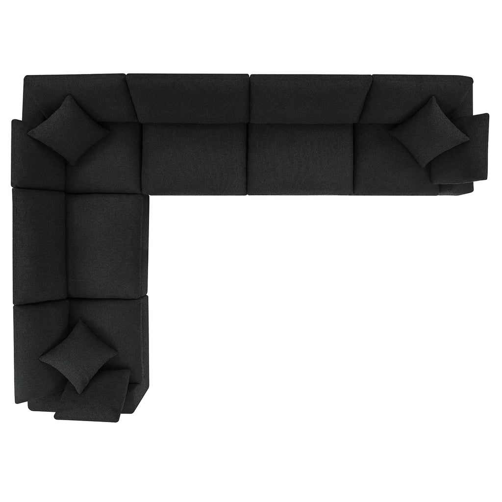 Commix 6-Piece Down Filled Overstuffed Boucle Fabric Sectional Sofa - Black (3 Armless, 3 Corners)