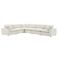 Commix 6-Piece Down Filled Overstuffed Boucle Fabric Sectional Sofa - Ivory (3 Armless, 3 Corners)