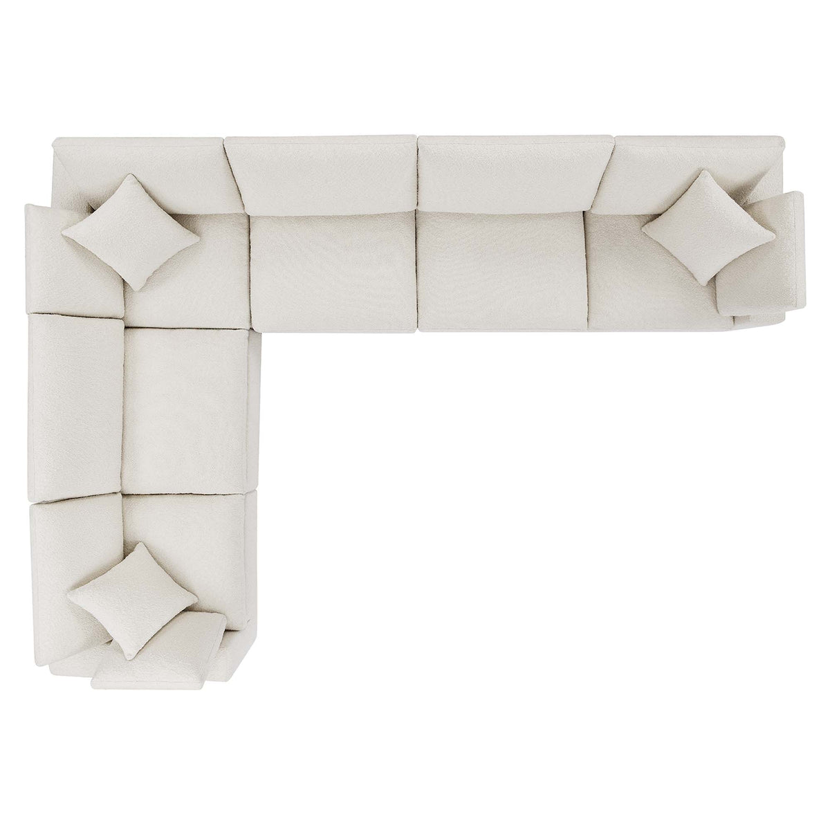 Commix 6-Piece Down Filled Overstuffed Boucle Fabric Sectional Sofa - Ivory (3 Armless, 3 Corners)