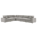 Commix 6-Piece Down Filled Overstuffed Boucle Fabric Sectional Sofa - Light Gray (3 Armless, 3 Corners)